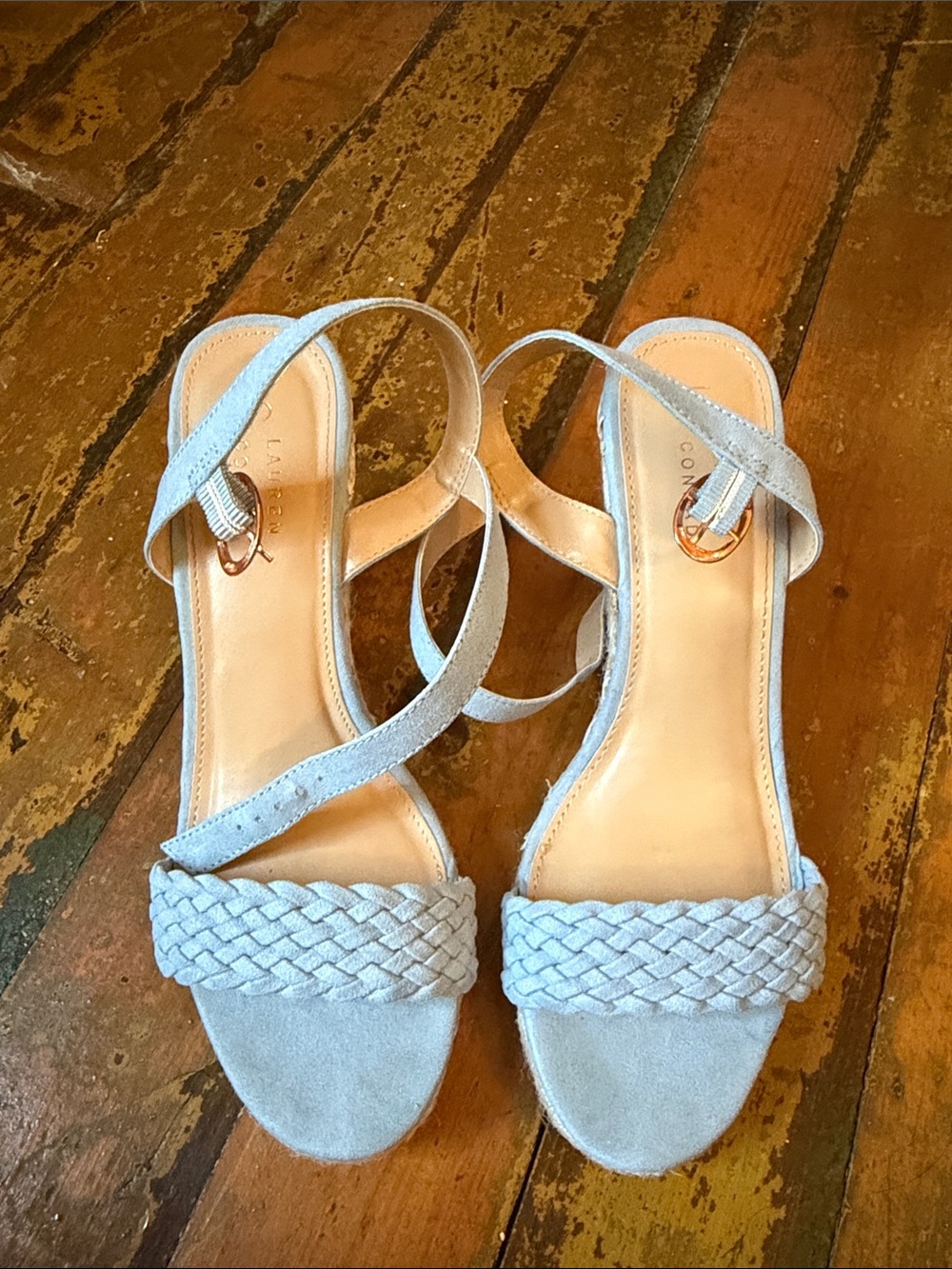 LC Lauren Conrad Light Blue Braided Suede Ankle-Strap Sandals
